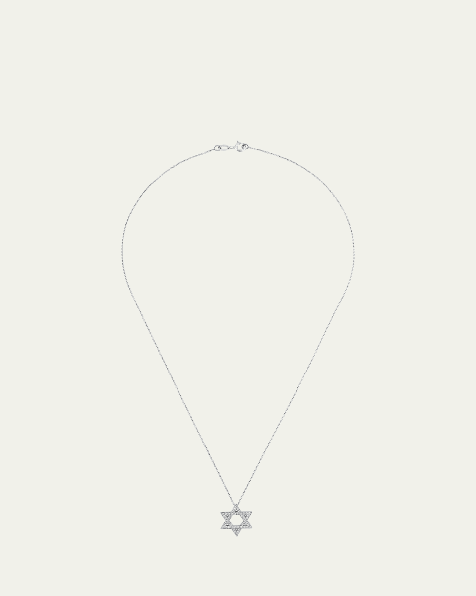 18K Gold Large Star of David Pave Diamond Necklace